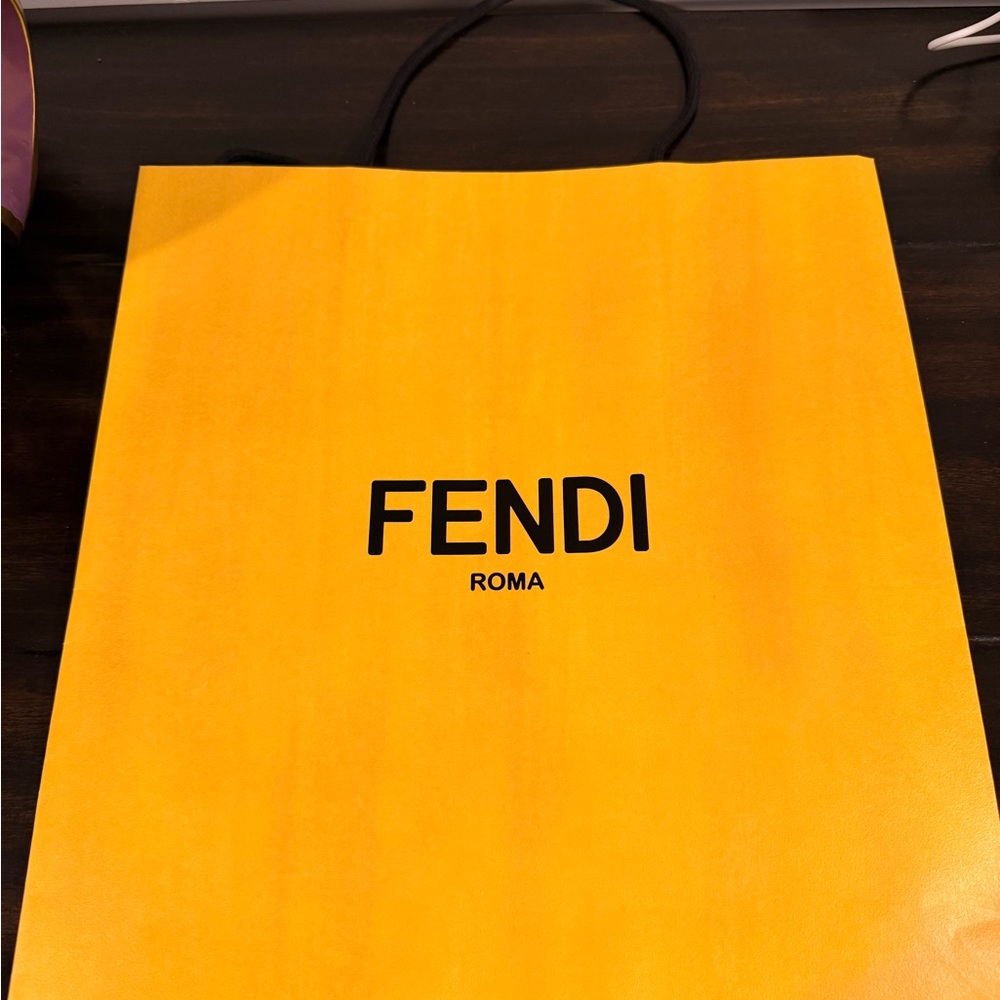Fendi Bright Yellow Shopping Bag with Black Logo and Handles